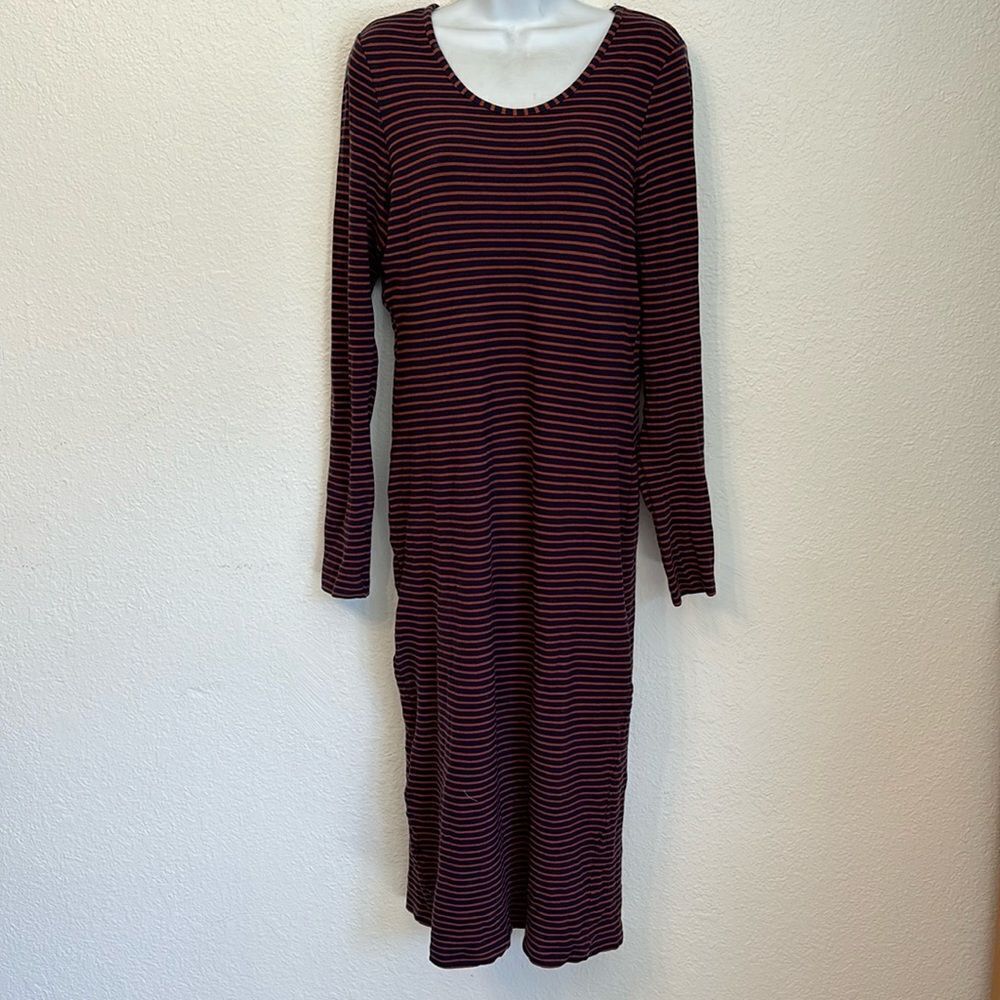 Marine Layer Striped Long Sleeve Midi Dress XL